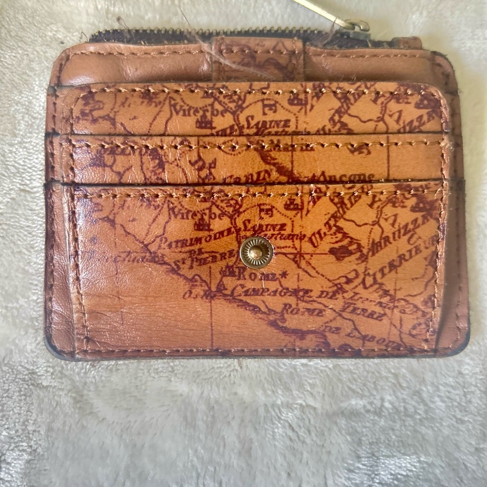 Vintage Map Print Leather Card Holder